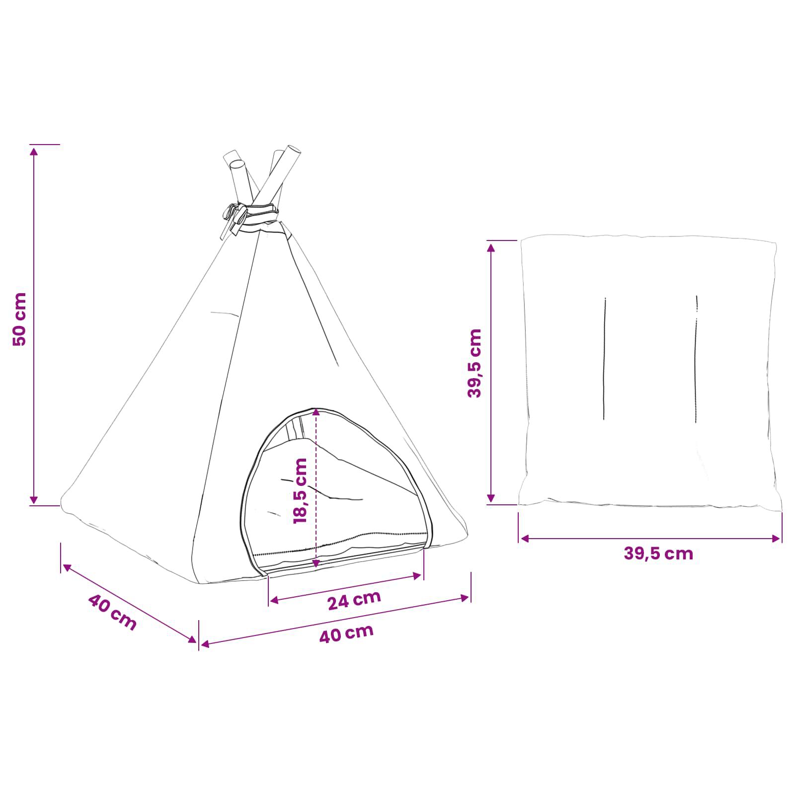 vidaXL Tienda de campa&ntilde;a para mascotas con coj&iacute;n Blanco y gris Cama Casa, , large Imagen numero 4