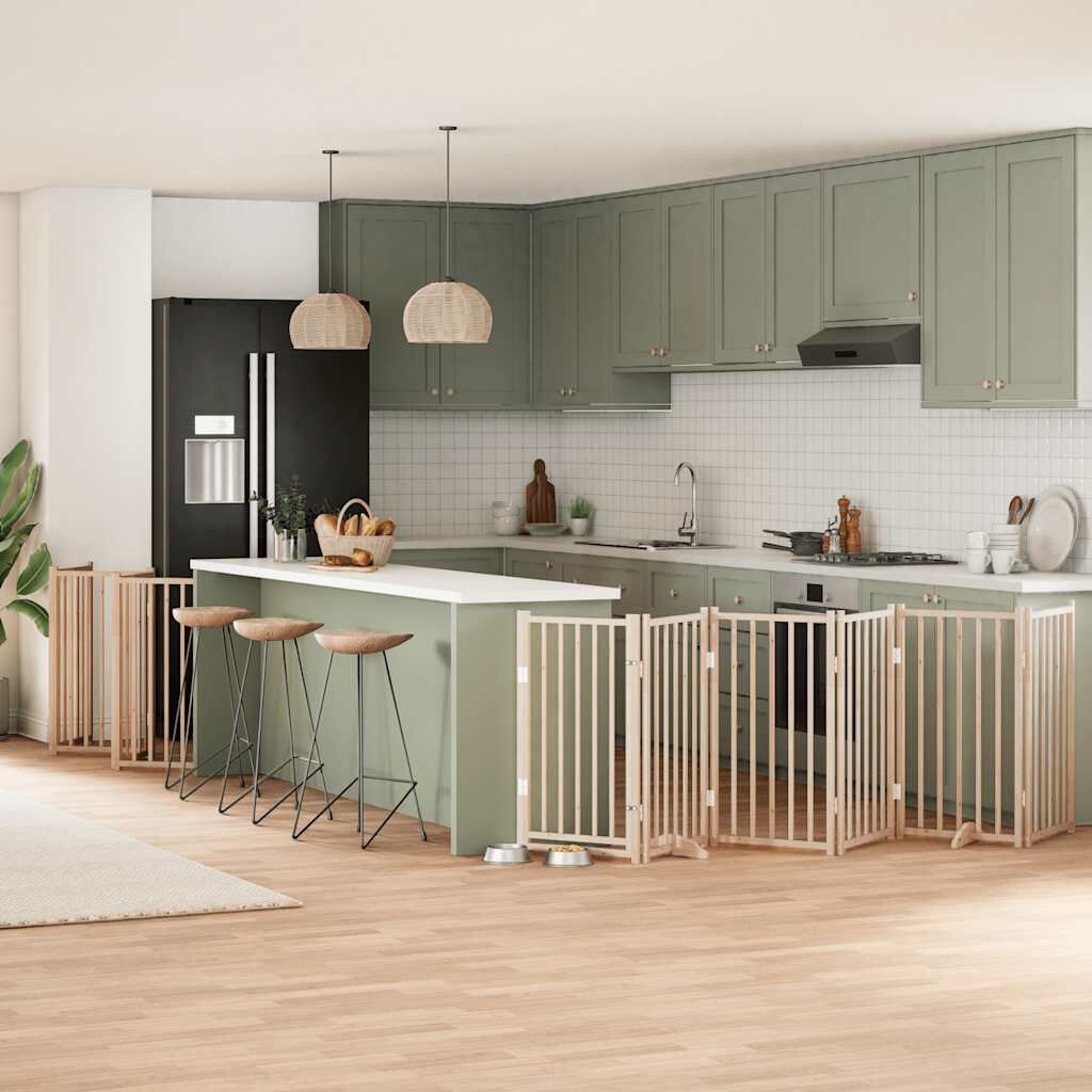 vidaXL Puerta para Perros Plegable Paneles Puerta de Seguridad Madera de &Aacute;lamo, , large Imagen numero 2