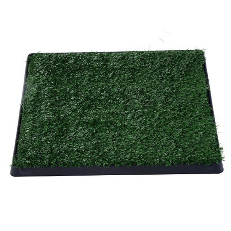 Pawhut inodoro con cajón efecto hierba negro y verde para perros, , large image number null