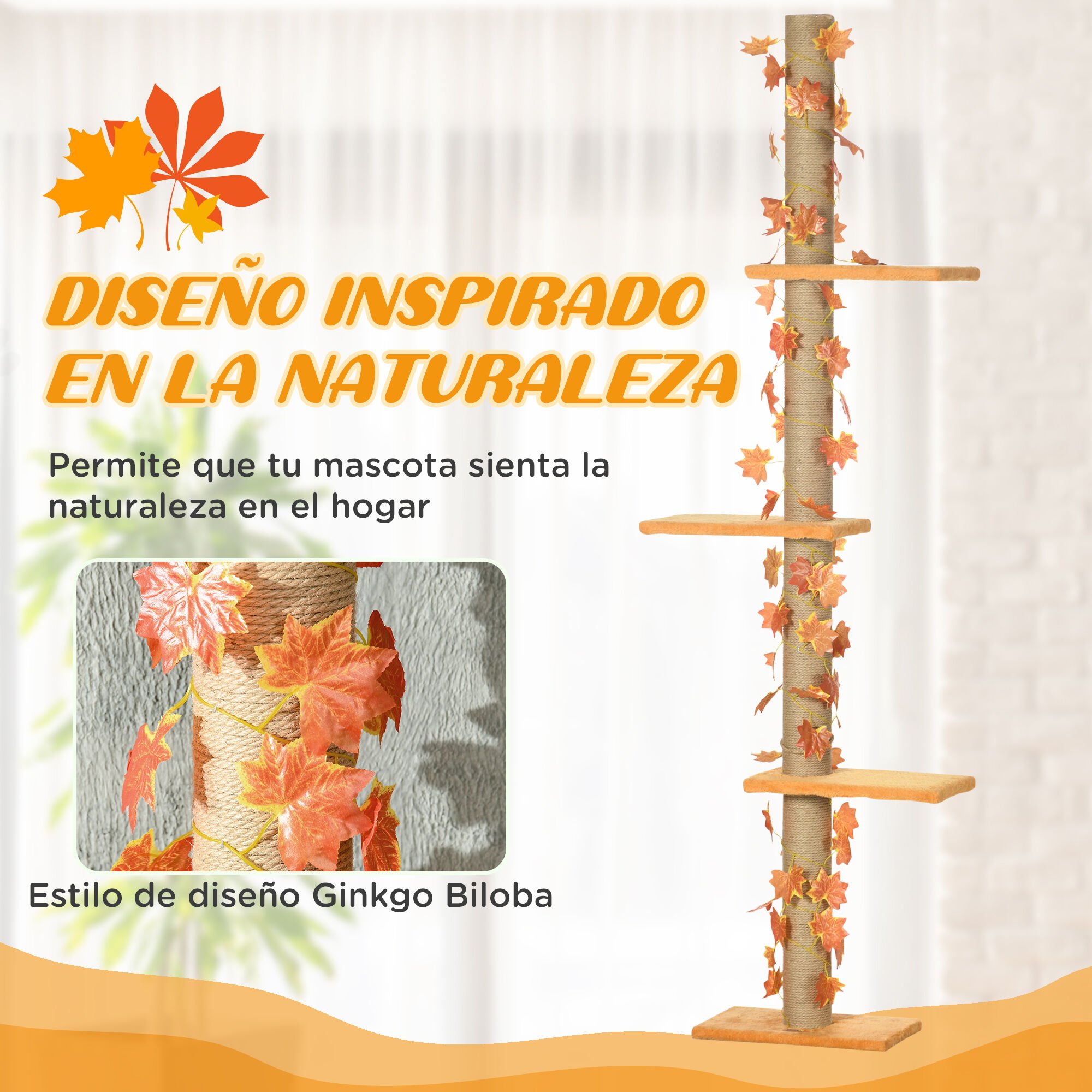 Pawhut Rascador De Suelo A Techo para gatos thumbnail