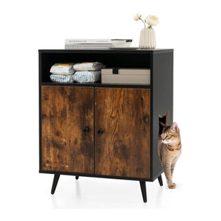 COSTWAY Mueble de madera Caja de Arena para Gatos