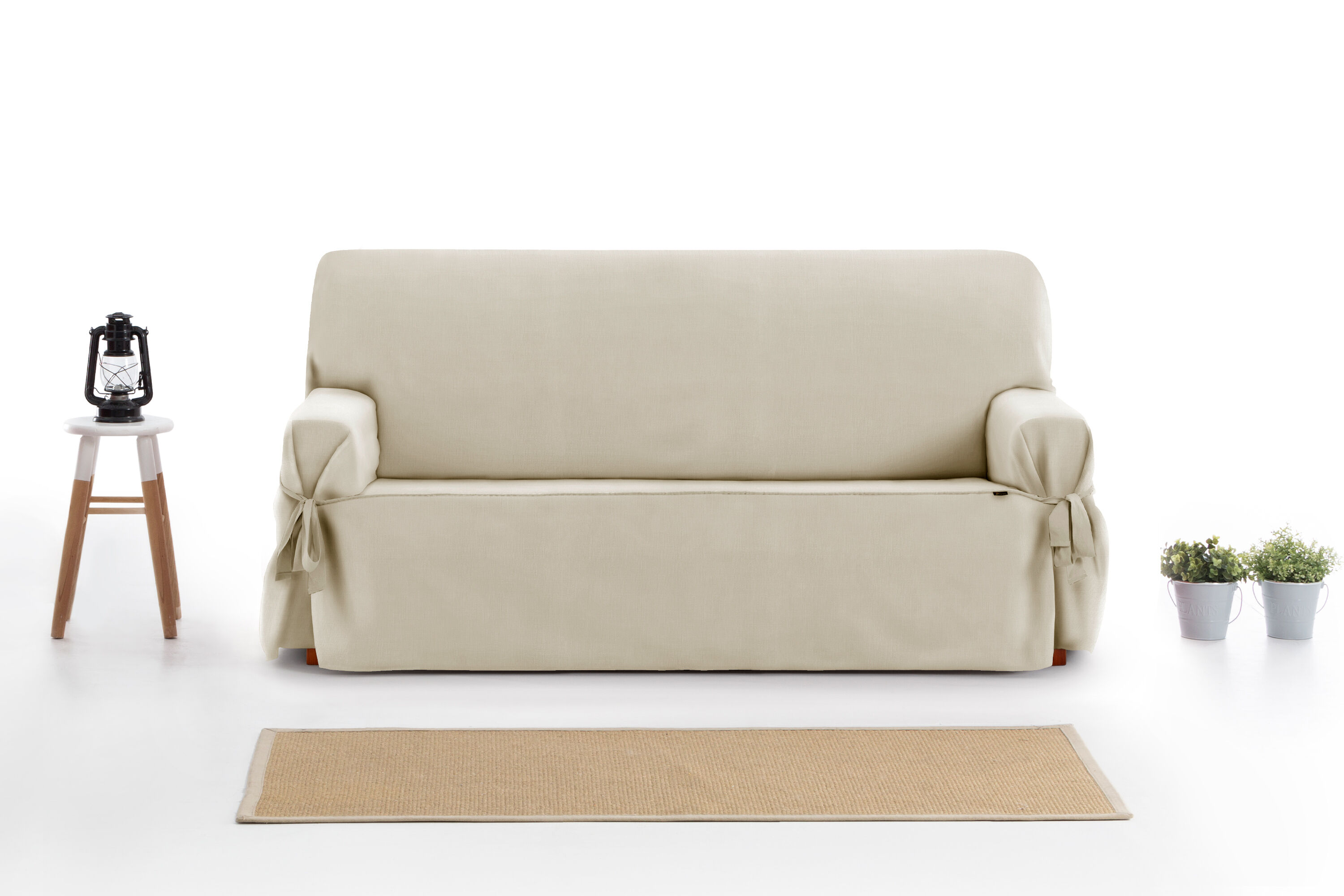 Protector Funda Sillon Sofa 1 Plaza con lazos. Color Lino. 1 Plaza (80 - 120 cm), , large Imagen numero 6