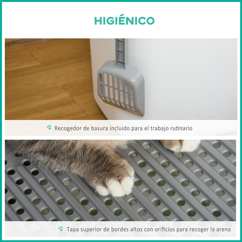 PawHut Arenero Blanco y Gris para Gatos thumbnail