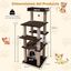 COSTWAY Rascador para Gatos Grandes, &Aacute;rbol Rascador para Gatos Multinivel, Altura 148 cm con Condominio, Percha de Peluche, Postes Rascadores, Agujero, Pomp&oacute;n y Plataformas, Torre Gato de Interior, , large indicador imagen numero 5