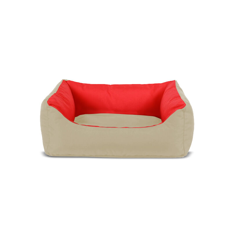 Gauty Cama para Perros y Gatos  Tela Impermeable - Beige y rojo, , large Imagen numero 1