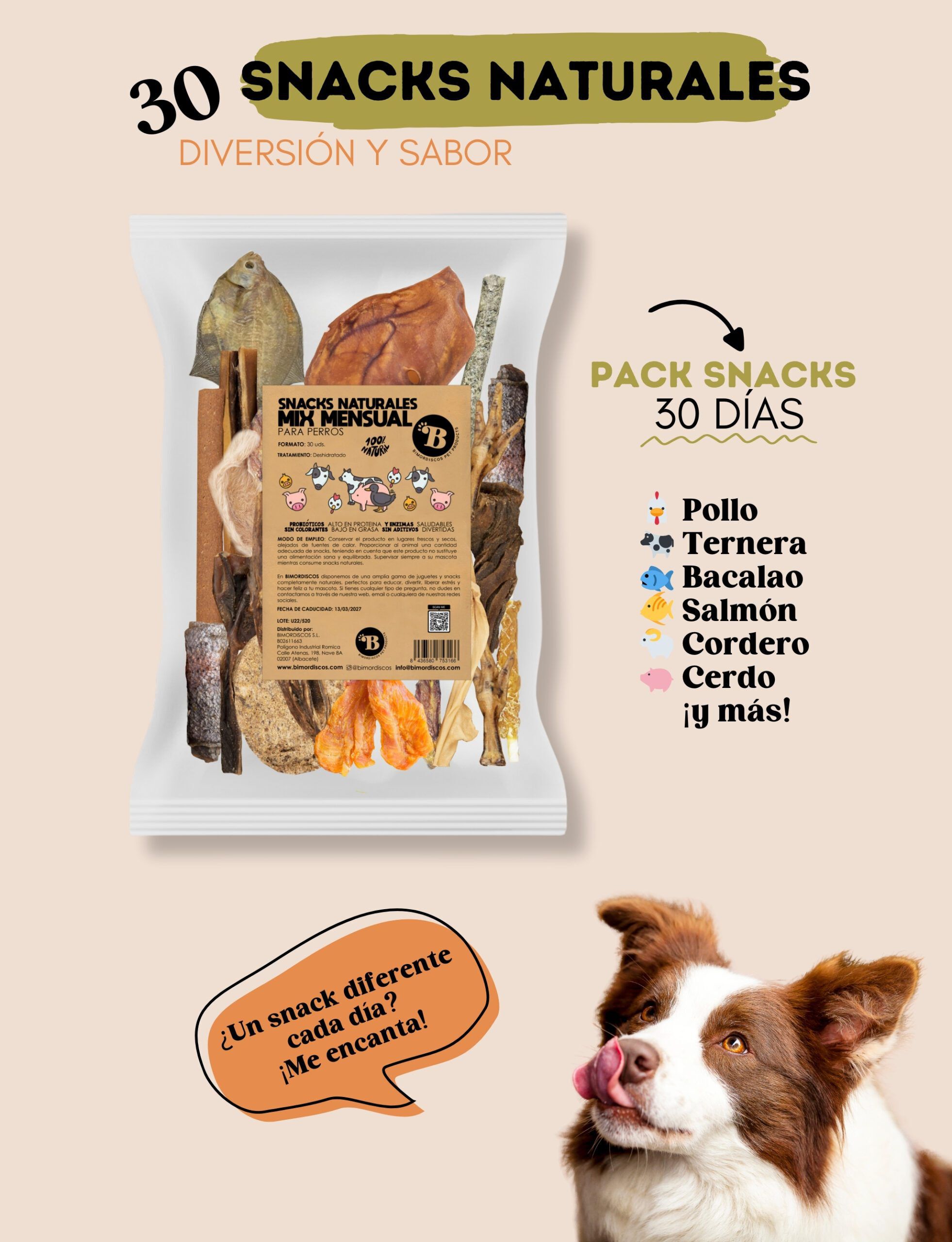 BIMORDISCOS Pack Degustaci&oacute;n Mensual: 30 Snacks Para Perros, , large Imagen numero 3