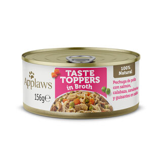 Applaws Taste Toppers Pollo con Salmón y Vegetales en Caldo lata para perros