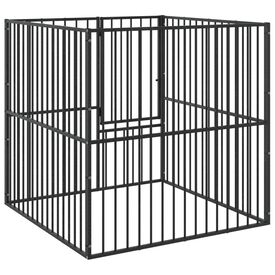 vidaXL Corralito paneles acero galvanizado negro para Perros 