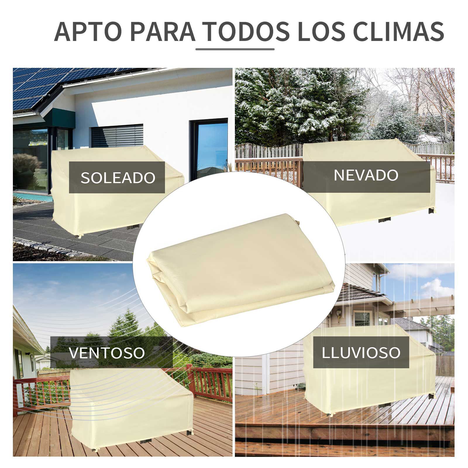 Outsunny Funda Banco 2 Plazas Crema exterior thumbnail