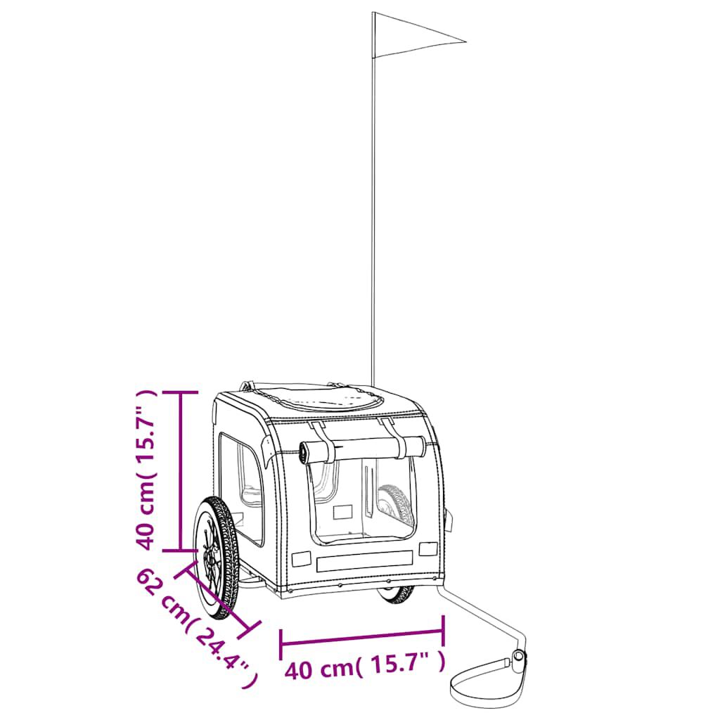 vidaXL Remolque de bicicleta para perros hierro y tela Oxford negro, , large Imagen numero 13