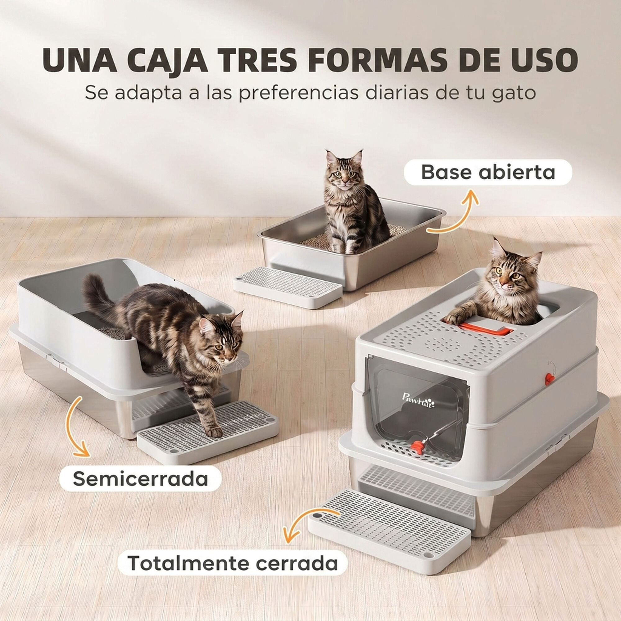 PawHut Arenero para Gato Gris claro, , large Imagen numero 5