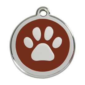 Red Dingo Placa identificativa Acero Inoxidable Esmalte Huella perro Marron para perros