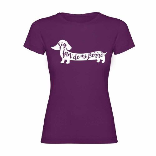 Camiseta mujer &quot;Soy fan de mi perro&quot; color Morado thumbnail