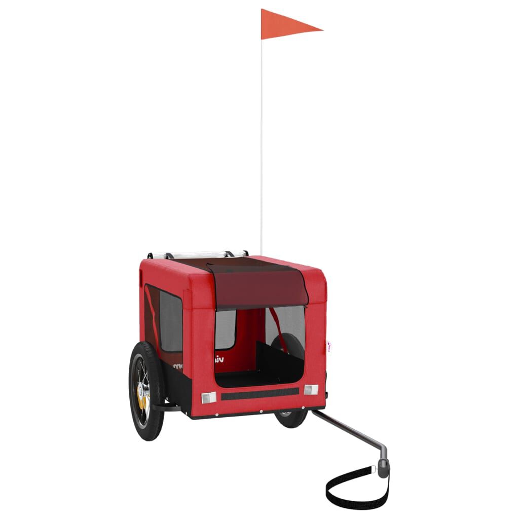 vidaXL Remolque de bicicleta para perros hierro tela Oxford rojo negro, , large Imagen numero 2