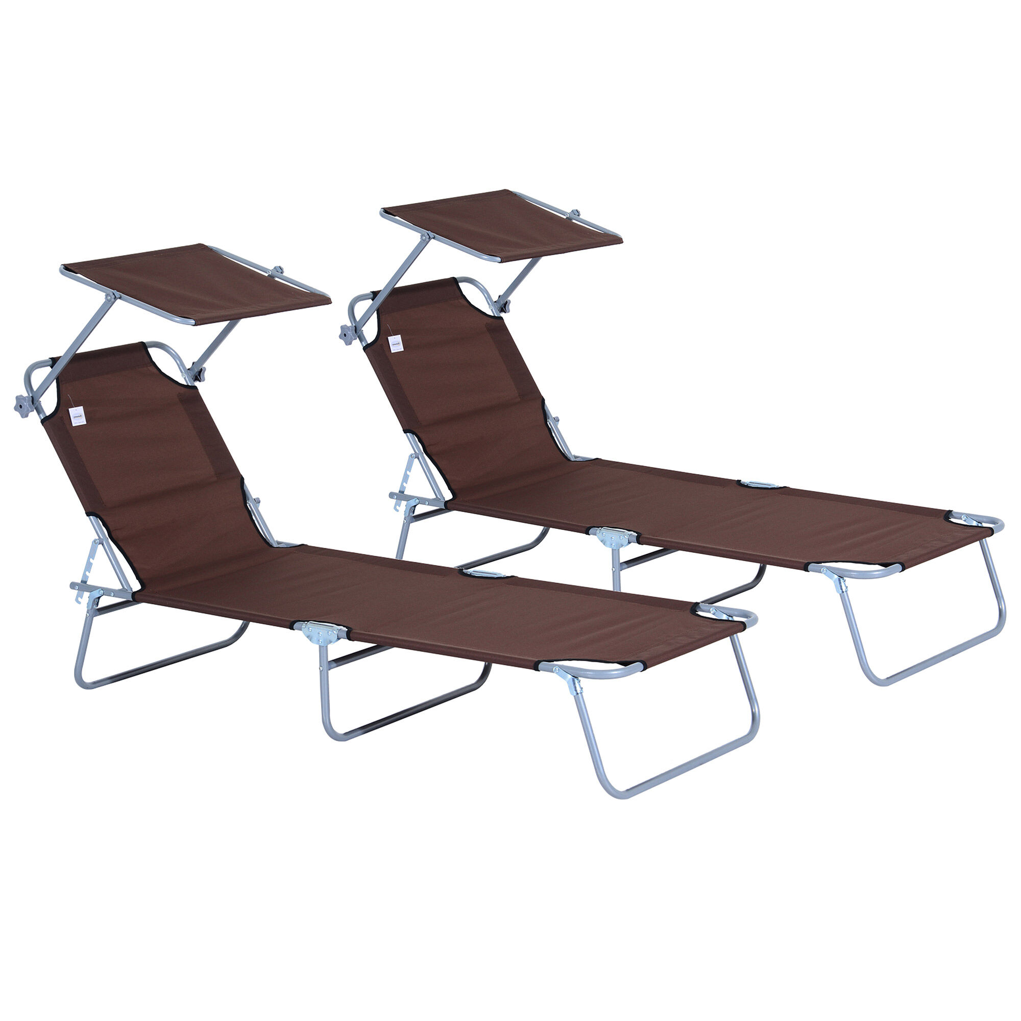 Outsunny Tumbonas Plegables Marr&oacute;n, , large Imagen numero 1