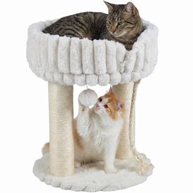COSTWAY 40 x 40 x 50,5 cm &Aacute;rbol para Gatos Peque&ntilde;o (Beige) | Torre para Gatos con Plataforma Superior de Felpa, Rascadores de Sisal, Bola Colgante, Torre gato Interior para Mascotas