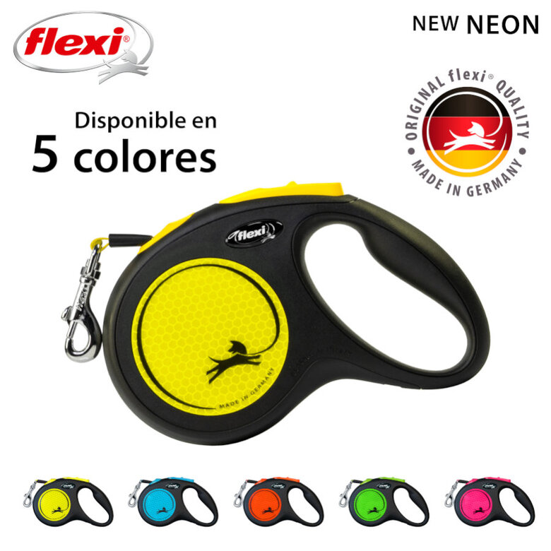 Flexi Neon Reflect Correa de Cordón Extensible Amarilla para perros, , large image number null