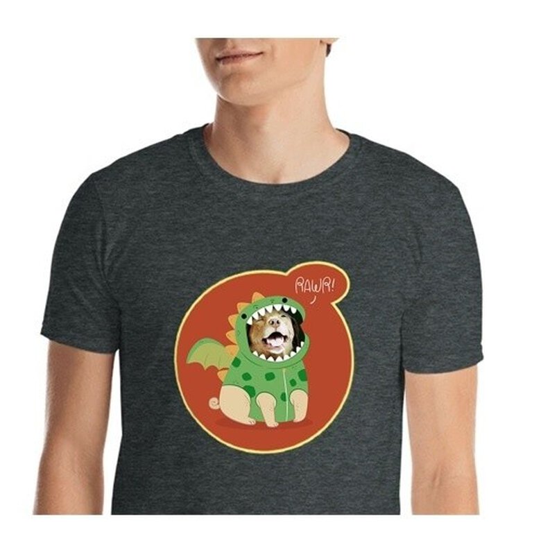 Mascochula camiseta hombre dino personalizada con tu mascota gris oscuro, , large image number null