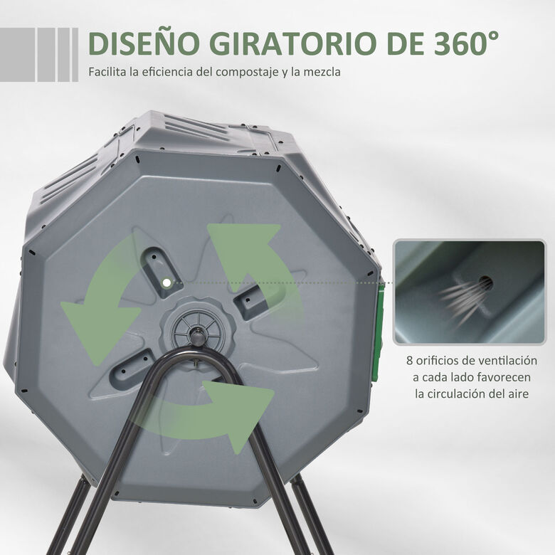 Outsunny Compostador de Tambor giratorio Gris para jardín thumbnail