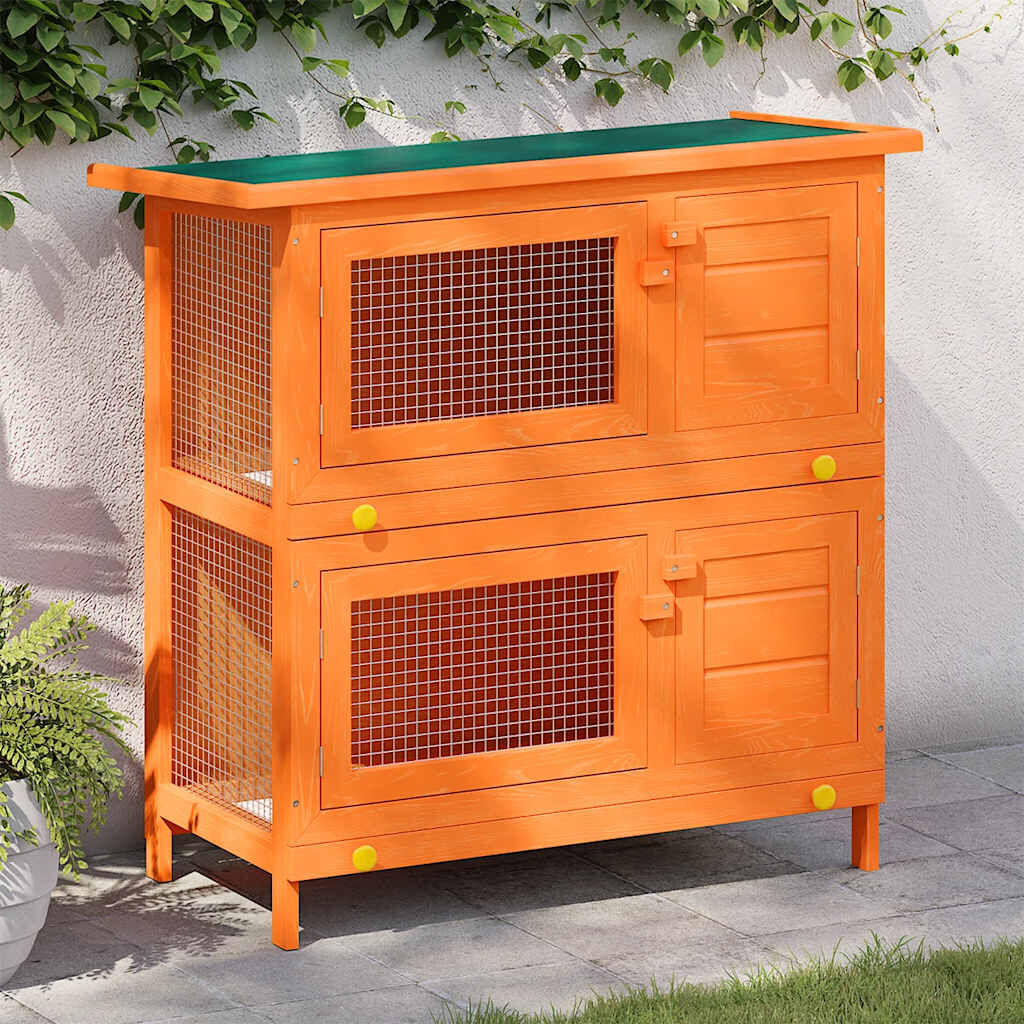 vidaXL Jaula de madera para conejos peque&ntilde;os de exterior con 4 puertas, , large Imagen numero 2