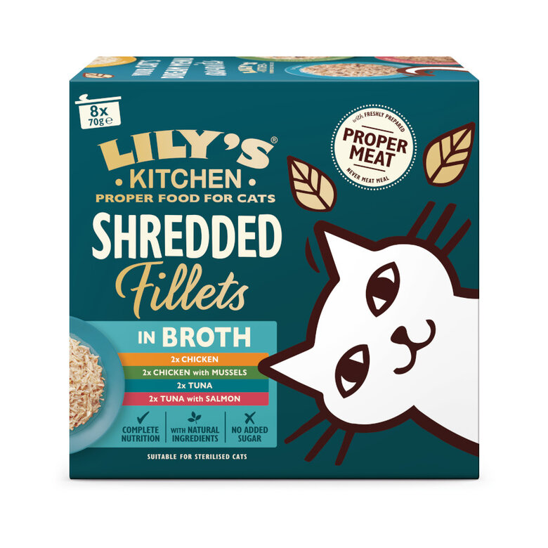 8 latas x 70 g Lily's Kitchen Shredded Filetes lata para gatos
