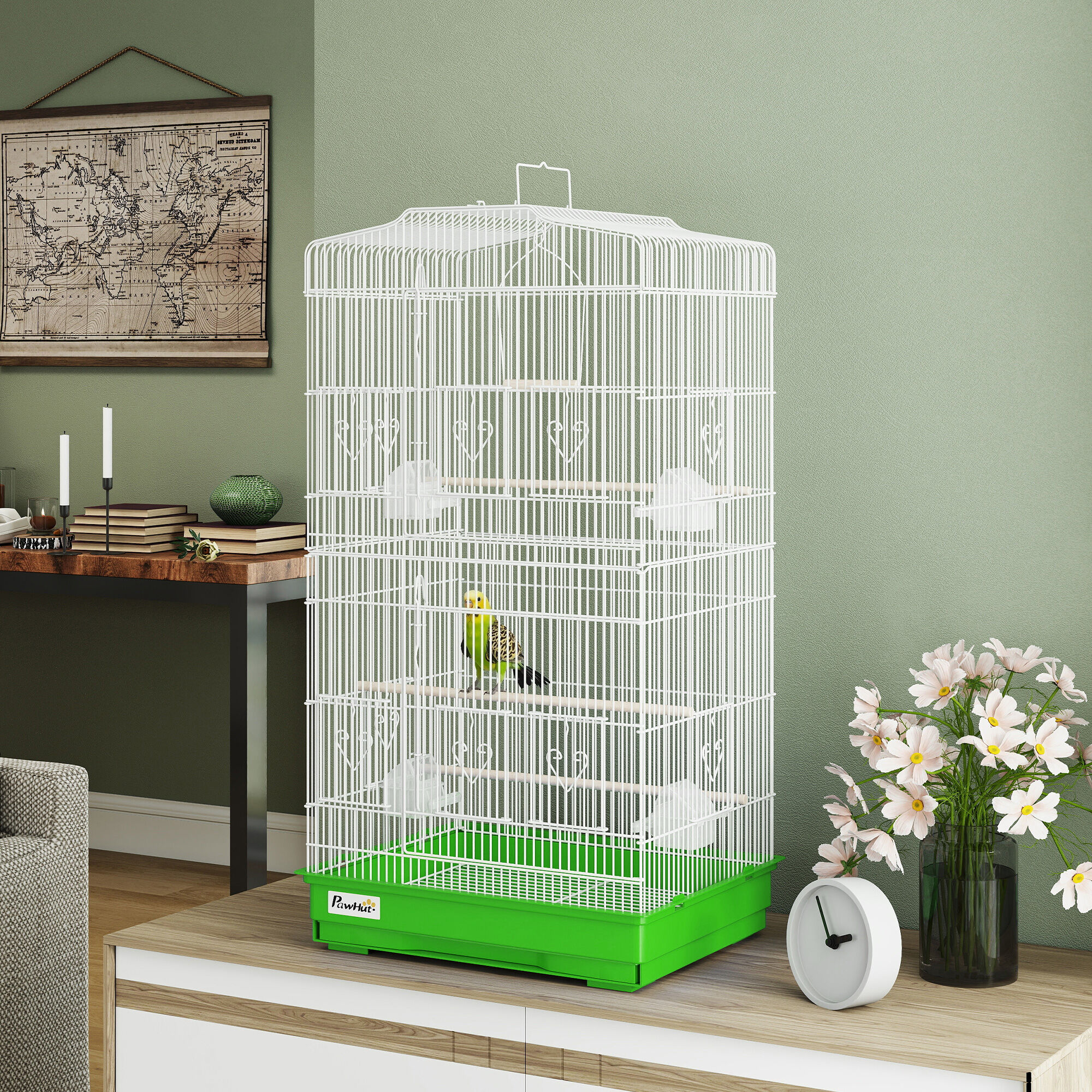 PawHut Jaula para P&aacute;jaros Verde, , large Imagen numero 2