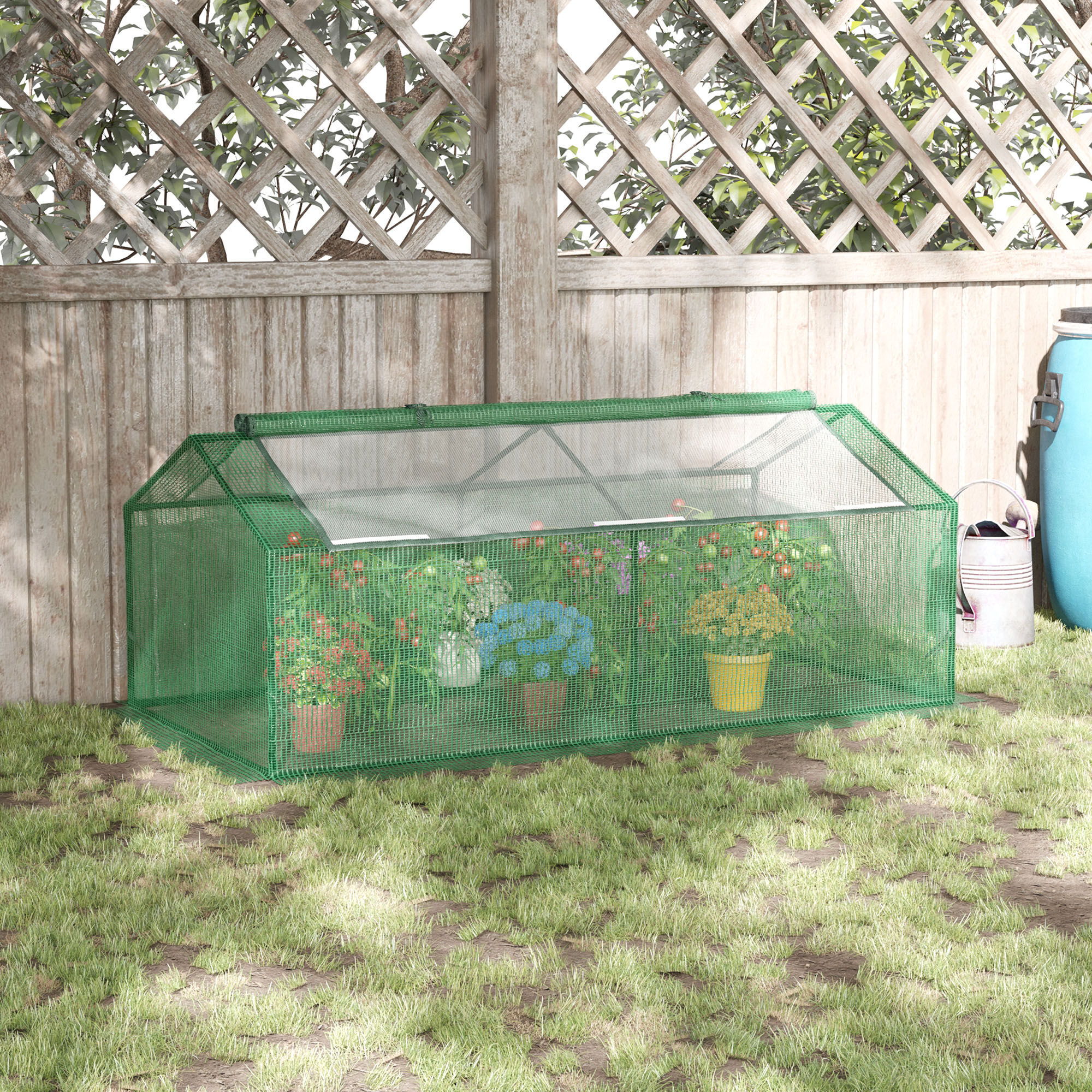 Outsunny Invernadero de Terraza 180x90x70 cm Caseta de Jard&iacute;n con 2 Ventanas Enrollables Cubierta de PE y Marco de Metal Vivero Casero para Cultivo Plantas Flores Verde, , large Imagen numero 2