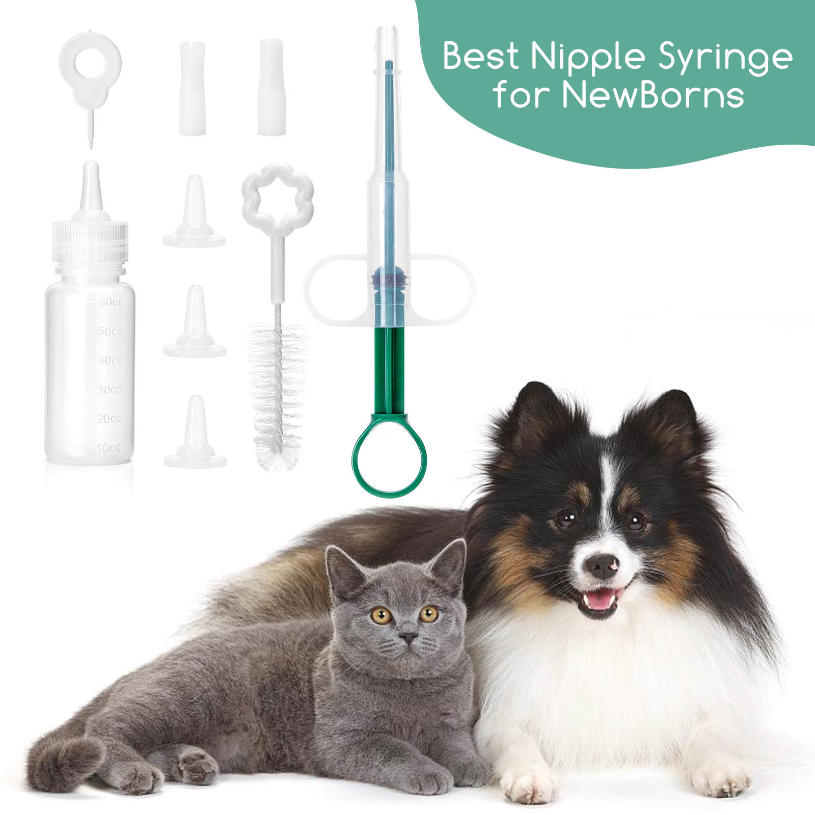 Nobleza - 9 Piezas Alimentador de Dispensador para Mascotas, Jeringa de Silicona con Punta Suave Botella de Alimentaci&oacute;n para Peque&ntilde;os Cachorros Gatitos, , large Imagen numero 5