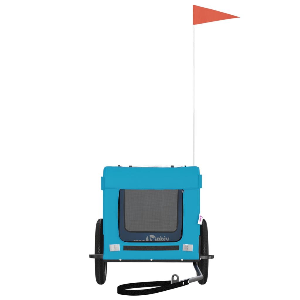 vidaXL Remolque de bicicleta para perros hierro tela Oxford azul negro, , large Imagen numero 12