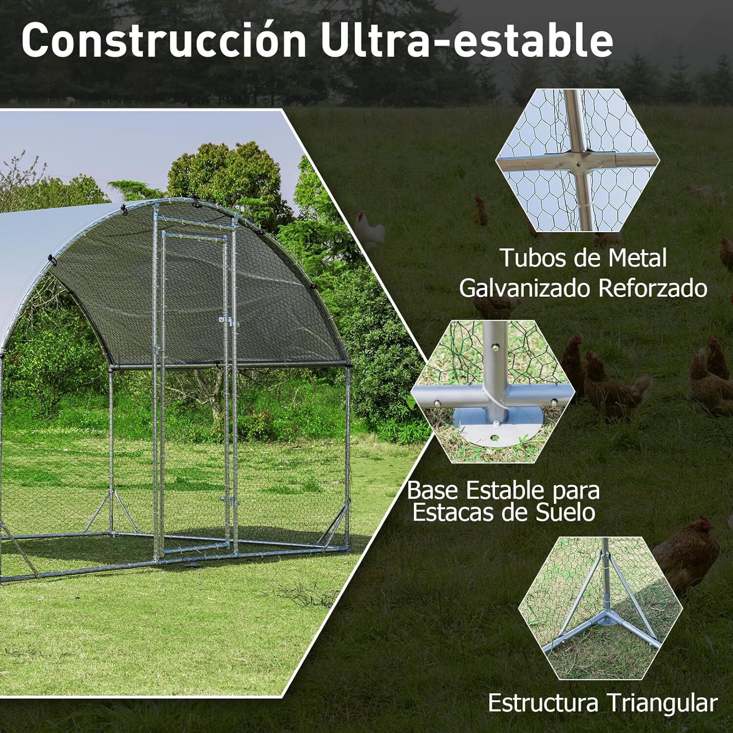 COSTWAY Gallinero de Metal Grande con Cerradura y Cubierta de Tela Oxford para gallinas thumbnail