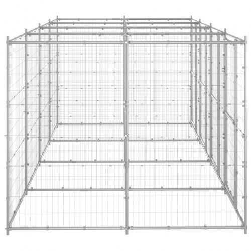 Vidaxl perrera con puertas de bisagra plateado para perros, , large Imagen numero 15