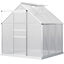 Outsunny Invernadero Policarbonato Aluminio de Jardín 190x190x200 cm 3,6m² Caseta de Exterior con Base Puerta Corredera y 2 Tragaluces para Cultivo Plantas Semillas Transparente, , large indicador imagen numero 1
