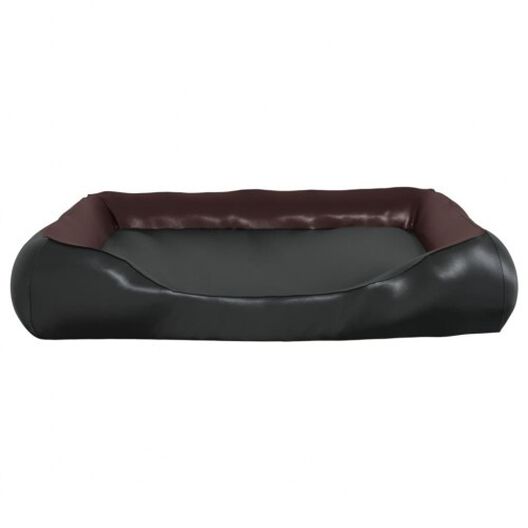 Vidaxl sofá acolchado de cuero negro y burdeos para mascotas, , large image number null
