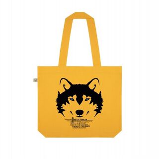 Animal totem bolso tote bag de tela lobo amarillo