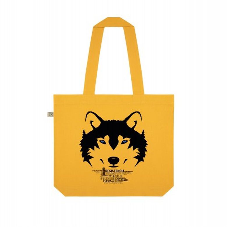 Animal totem bolso tote bag de tela lobo amarillo thumbnail