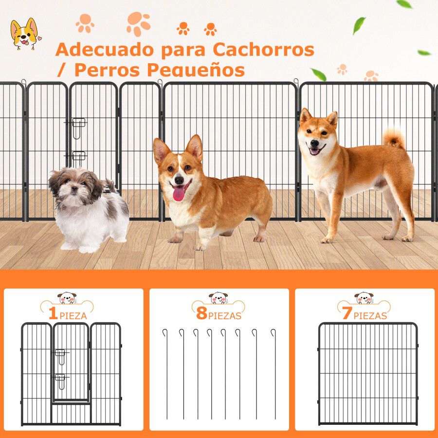 COSTWAY Parque Plegable de Metal Negro para Perros y Gatos thumbnail