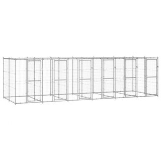 Vidaxl perrera con toldo superior plateada para perros