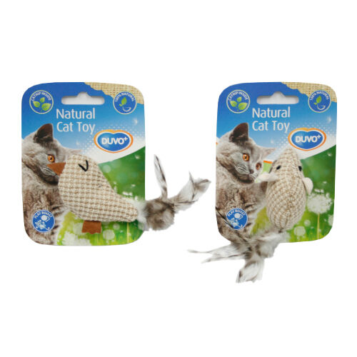 DUVO JUGUETE GATO PAJARO/RATON YUTE Y PLUMAS 14 x 4 CM, , large Imagen numero 1