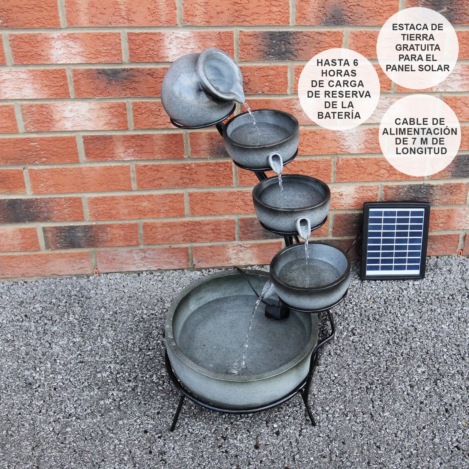 Fuente de Agua Bebedero para Gatos con Energ&iacute;a Solar - Gris, , large Imagen numero 5