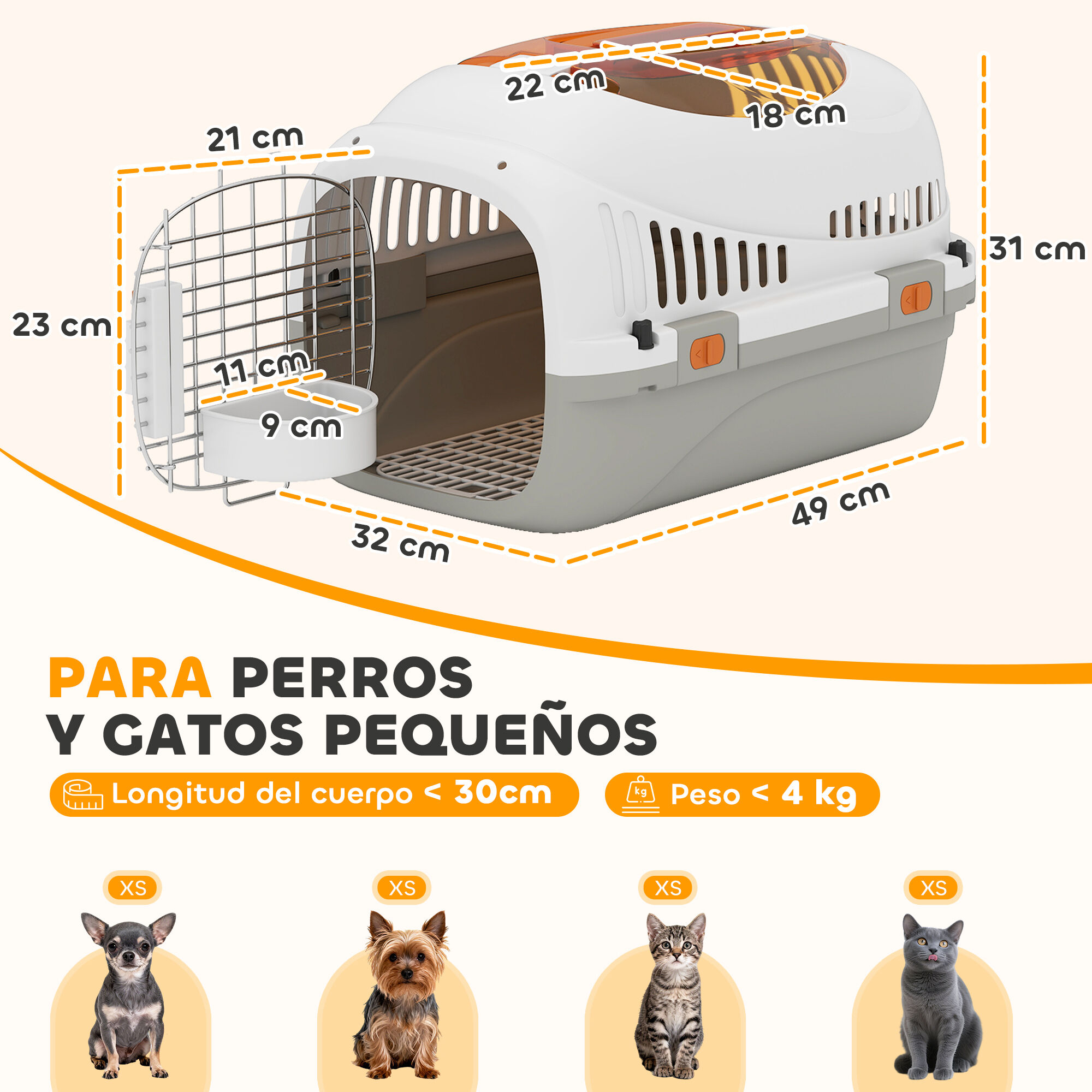 PawHut Transport&iacute;n para Mascotas Gris Claro, , large Imagen numero 3
