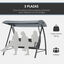 Outsunny Columpio Balancín Jardín de Ratán de 3 Plazas con Techo Ajustable y Cojín Desenfundable con Cremallera para Terraza Balcón Exterior Carga 360 kg 198x124x179 cm Gris, , large indicador imagen numero 5
