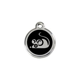 Red Dingo Placa identificativa Acero Inoxidable Esmalte Ratón Negro para gatos