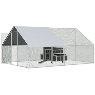 PawHut conjunto Gallinero de Madera y Acero Galvanizado para gallinas