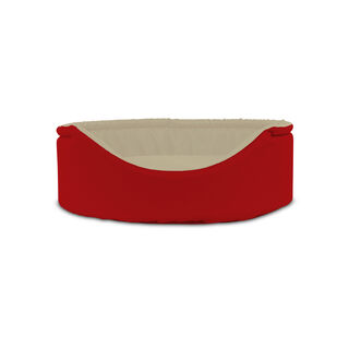 Gauty Cama Redonda Tela Impermeable rojo y beige para Perros y Gatos 