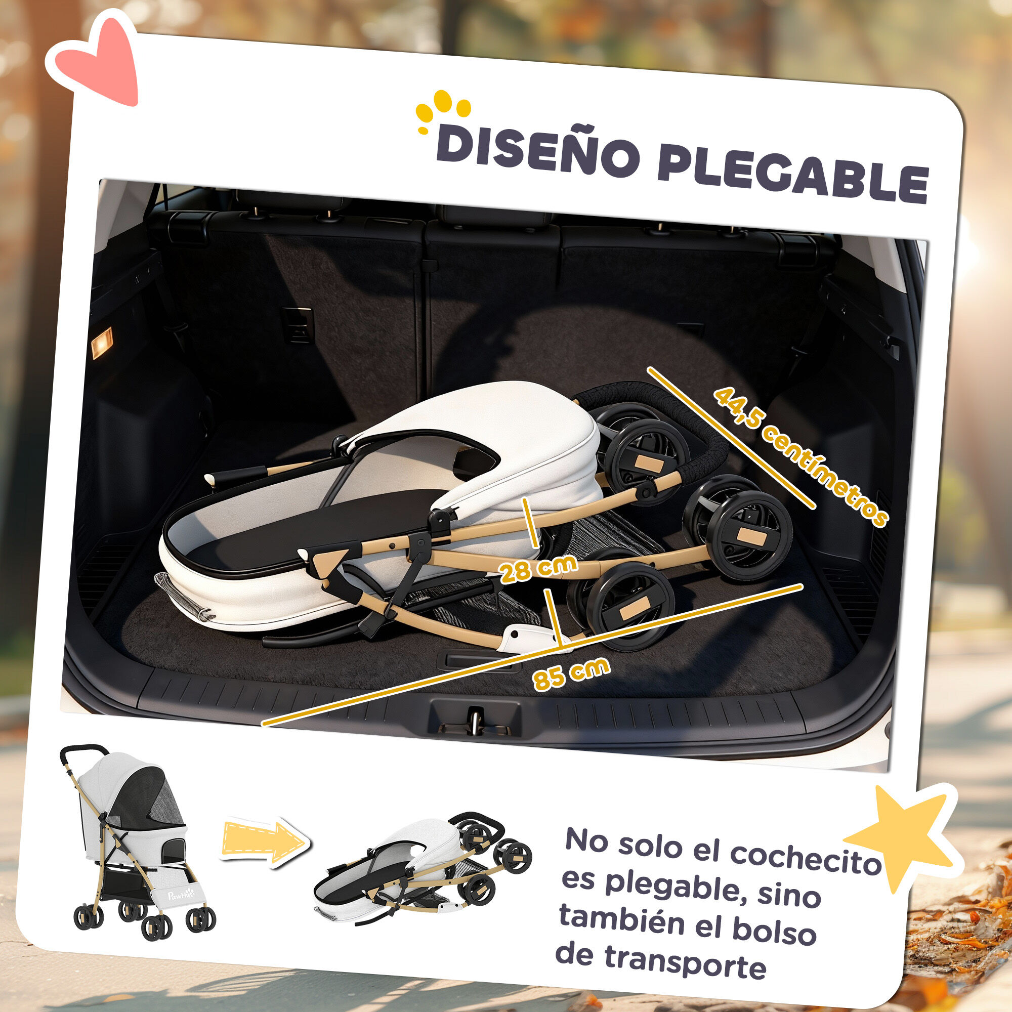 PawHut Carrito para Perros Gris Claro, , large Imagen numero 5