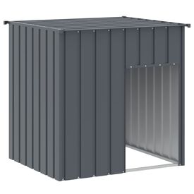 VidaXL Caseta con tejado de acero galvanizado color gris para perros