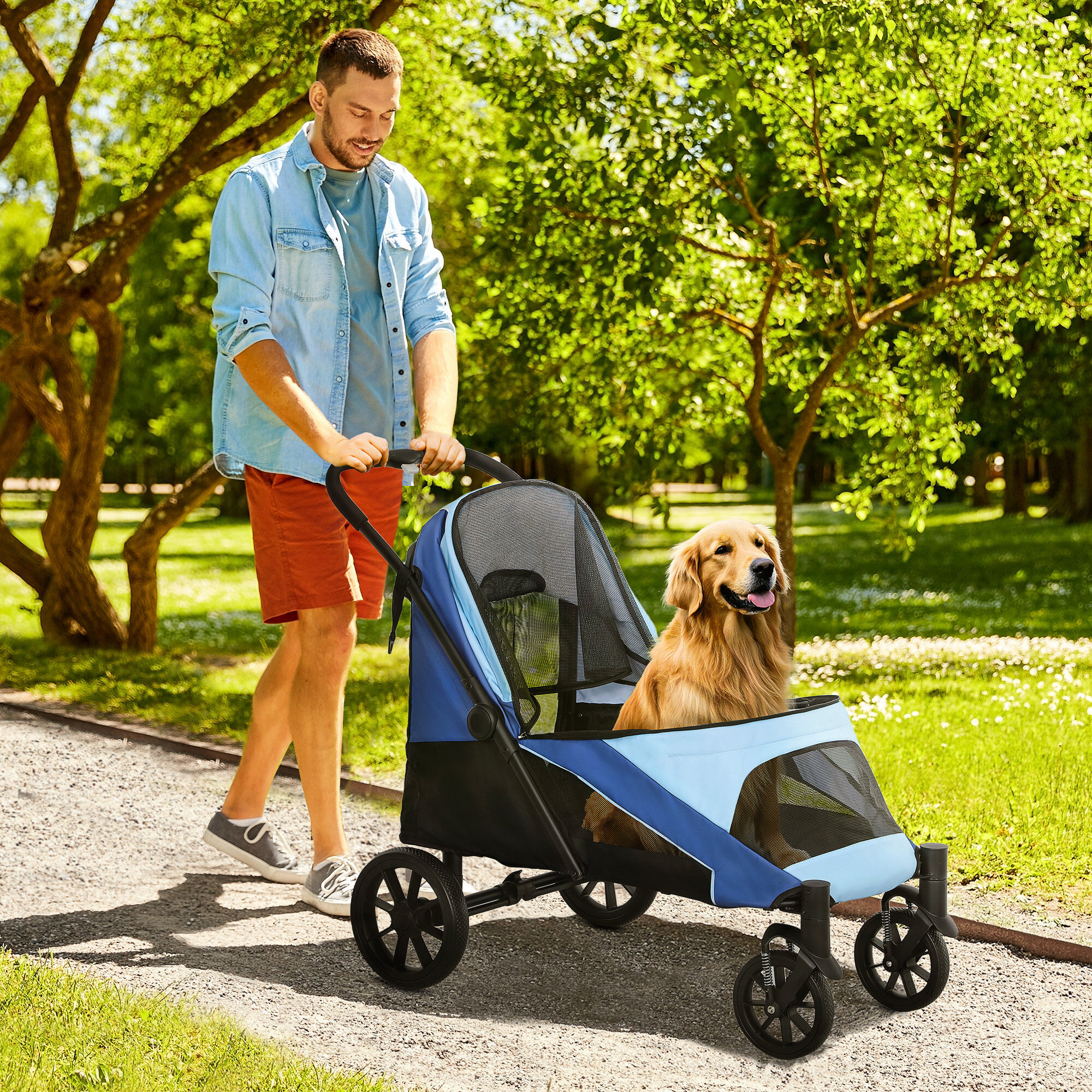 PawHut Cochecito para Perros Azul thumbnail