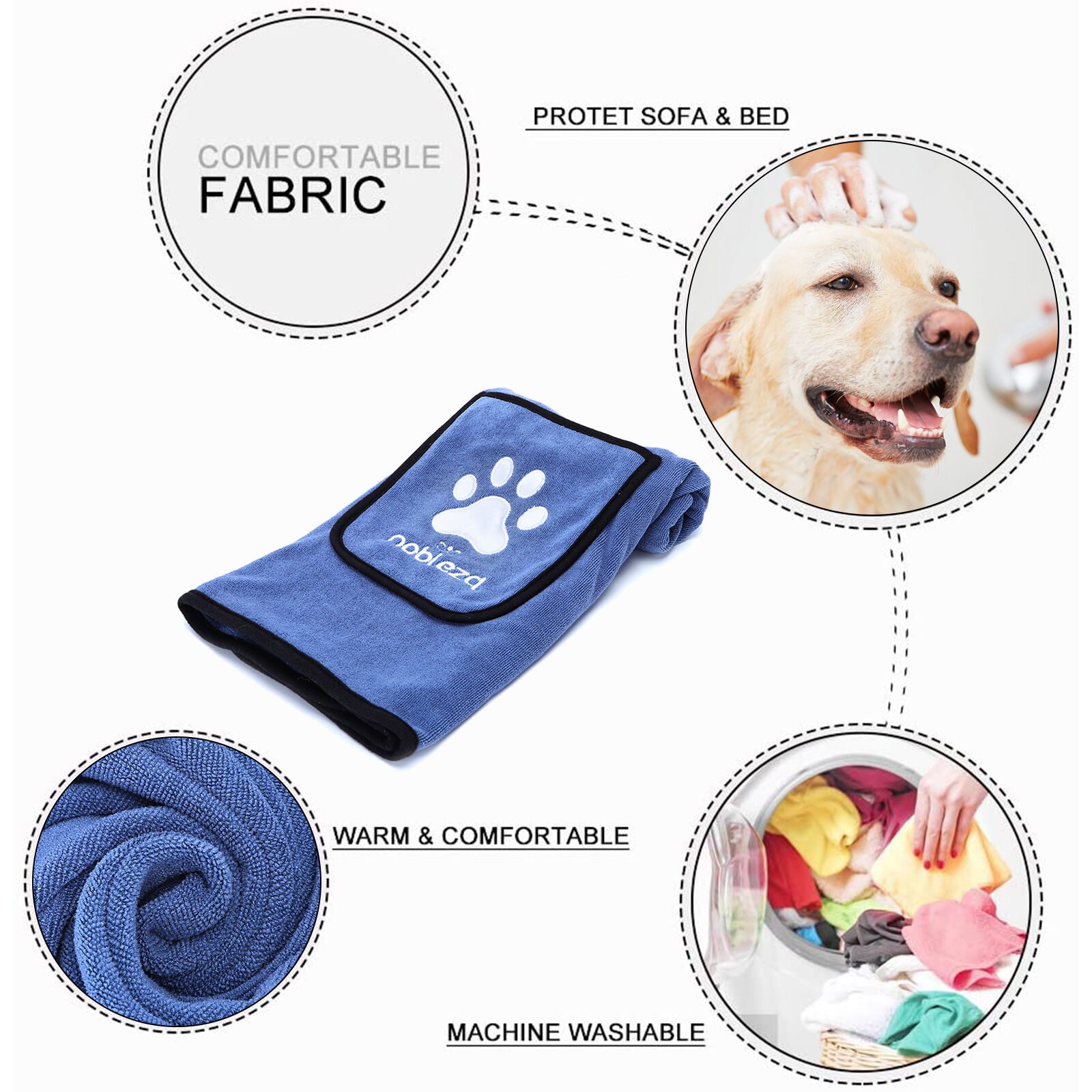Nobleza Toalla para Perros, Toallas Suaves y Duraderas, Ultra Absorbente, Toalla de Secado para Perros Grandes y Peque&ntilde;os, , large Imagen numero 4