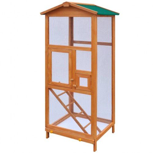Jaula de madera maciza para p&aacute;jaros color Marr&oacute;n, , large Imagen numero 2