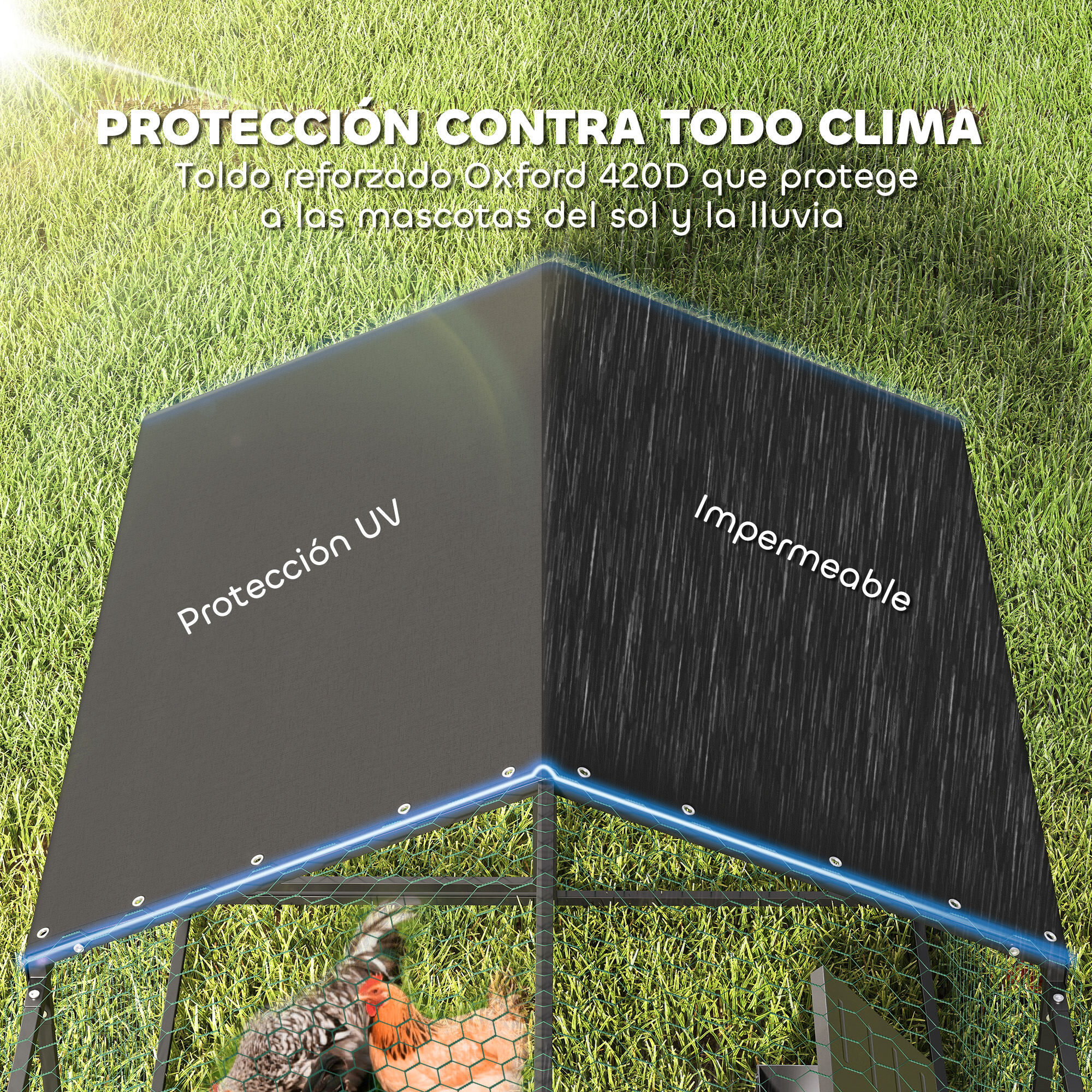 PawHut Gallinero para Exterior Negro, , large Imagen numero 5